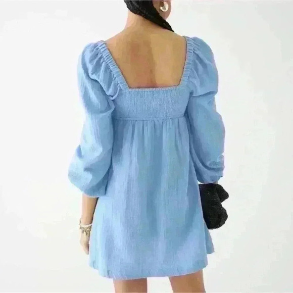 NWT J. Crew Mini Dress, Size XS | J Crew Square Neck Soft Gauze Dress - Picture 3 of 6